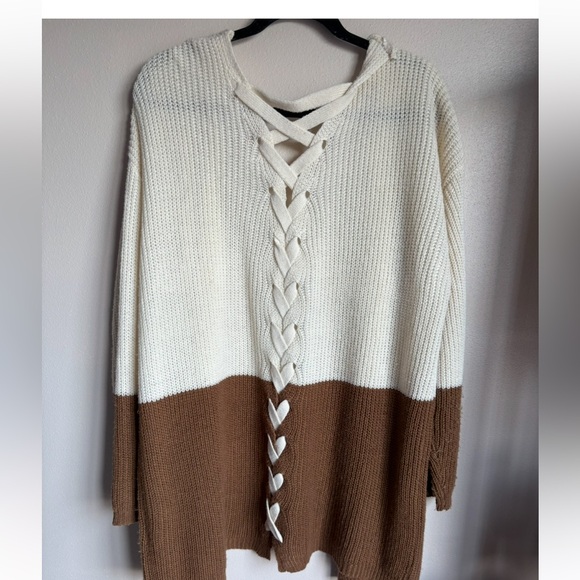 Emmer Brown/Cream Tie Back Cardigan M - Picture 3 of 5